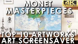 Monet Art Slideshow Top 10 Masterpieces | Famous Paintings Screensaver | No Sound 4K UHD