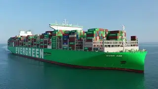 [空拍] 大船入港 長榮23萬噸級貨櫃輪 EVER AIM 長標輪 Evergreen A-type 長榮海運A型 EVER ACE 長範輪同型船 曾經的世界最大 (DJI Mavic 2 Pro)