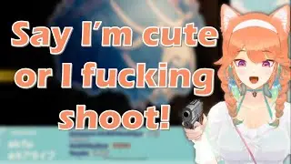 Kiara threatens the chat with a gun in hand