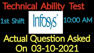 Infosys Technical Ability Questions And Answers | Infosys 2021 - Actual Question On Campus 2022