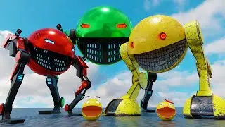 MS PACMAN & PACMAN VS TWO LEG ROBOT PACMANS || BEST ADVENTURES