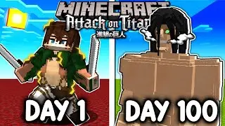 I Survived 100 DAYS as EREN YEAGER in Attack On Titan Minecraft!