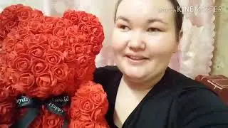 Teddy bear made of roses. Handmade.