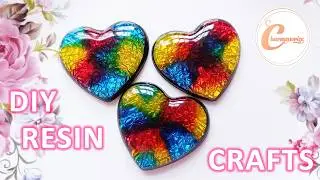 DIY Epoxy Resin Craft and Accessories | Hearts with Aluminum Foil | Resin Crafts for Beginners