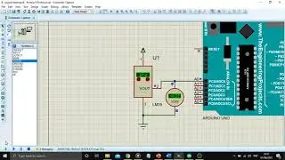Simulasi Sensor Suhu - Rangkaian Arduino dengan Sensor Suhu Ruang untuk monitoring - Proteus 8 Pro
