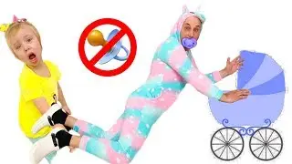 Dad wants to be small again. Nika as a nanny for dad