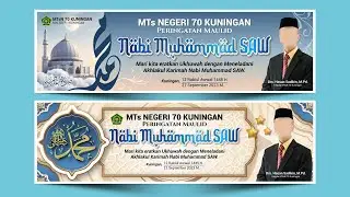 Free Template Spanduk Banner  Maulid Nabi Muhammad 1445 H/2023 - Free CorelDRAW File #EdukasiGrafis