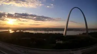 Timelapse sunrise near the arch in St. Louis.