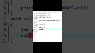 Addition of two numbers using function in c programming #shortvideo #coding #cprogramming #youtube