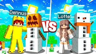 DENNUS vs. LOTTE MEGA SNEEUWPOP BOUWEN In MINECRAFT! (CHALLENGE)