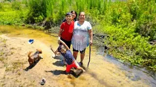 Como pescar langostinos con mis Nietos aquí en USA