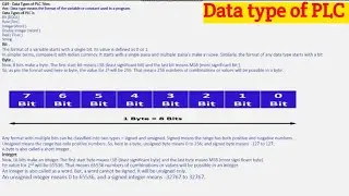 Data type in PLC programming || Data Type PLC