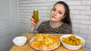 МУКБАНГ МАНТЫ ДОМАШНИЕ  манты с говядиной и свининой MUKBANG MANTY сметана салат ответы на вопросы
