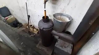 Печь на отработке из газового баллона без наддува.