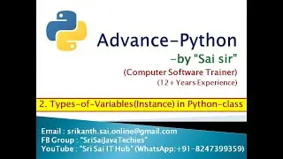 #2 Instance Variables in Python class || Types of Variables in Python class || __init__() || self