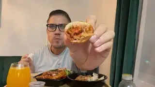 Мукбанг ♨️Рис с курицей и жареные пельмени 🥟