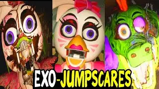 FNAF Security Breach - ALL DAMAGED EXOs Vs NORMAL Animatronics JUMPSCARES!