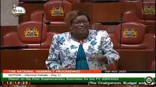 Mama Mary Emaase seconding the Supplementary budget in Bunge