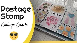 Postage stamp collage card tutorial. Dies, stamps and stencils.