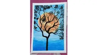 scenery painting with water colour || moonlight painting