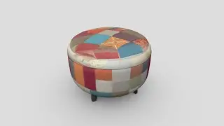 Patchwork Ottoman 2 - low poly PBR 3d model