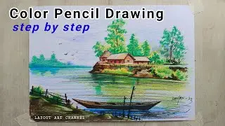 Color pencil drawing tutorial for beginners // Color Pencil nature // Pencil sketch
