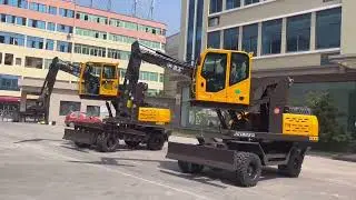 China wheeled excavator factory custom make material level for coal grain loading to train or truck