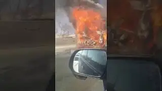 На трассе загорелся автобус