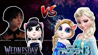 My Talking Angela 2 - New Gameplay😽 | Wednesday🖤 Addams Vs Elsa❄️The Frozen👑 Queen 😍