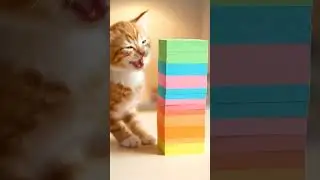 Sleepy Kitten Creates Accidental Sticky Note Art in Slow Motion | PawQ... 