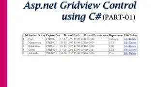 Asp.net Gridview Control using C# Part-1