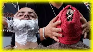 Razor Shave Hard Barber Chair Massage 😜 He Likes it