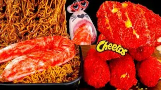 Kielbasa Crab Meat, Cheetos Chicken, Black Bean Noodles! | REALMOUTH's ASMR MUKBANG