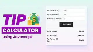 TIP Calculator using Javascript  - Simple TIP Calculator using Vanilla Javascript