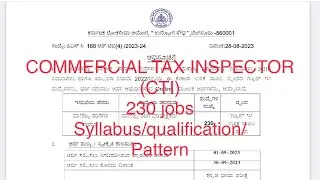 KPSC COMMERCIAL TAX INSPECTOR(CTI) NOTIFICATION 2023 | kpsc new notification 2023| govt group C jobs