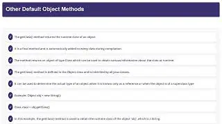 Default Object Methods in Java