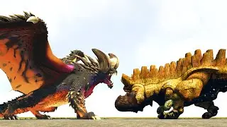 NERGIGANTE vs. MH CREATURES and More | ARK Dino Battle 🦎