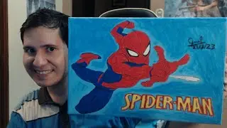 Canvas Pintar Spiderman 😊🖌🎨 #spiderman #sordo #pintar #canvaspainting