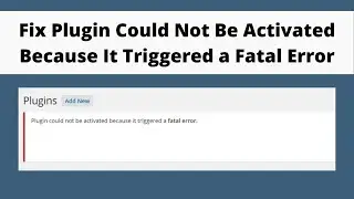 Fix Plugin Could Not Be Activated Because It Triggered a Fatal Error