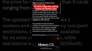 #HiveOn changing pricing, no more 4 rigs FREE... #gpu #mining #cpu