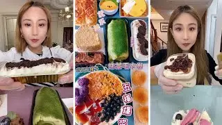 asmr mukbangasmr/kwai dessert mukbang,/mochi eating,creperoll cake chocolate 