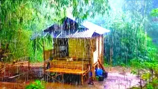 POURED WITH HEAVY RAIN MANY TIMES ||  SLEEPING IN THE COTTAGE FEEL COMFORTABLE AND PEACEFUL.