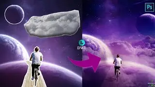 Walking An Cycle On Moon In Night Best Night Adobe Photoshop Manipulation Tutorial 10 Mints (DWL)