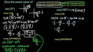 Using Sum and Difference Identities for Sine and Cosine