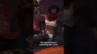 Two opposite hunters celebrating | #monsterhunter #monsterhunterworld #mhw #shorts