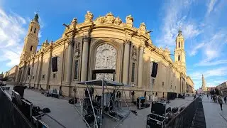 Así avanza el montaje de Monumental Tour en la Plaza del Pilar de Zaragoza. 📸 #dstylezgz