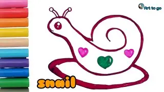 How to draw & coloring cute snail. for kids.|Art to go