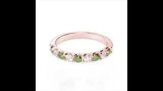 Atyaza Inc Rose Gold Green Tourmaline and Diamond Eternity Ring ATZR 0386