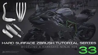 Hard Surface ZBrush Tutorial Series // Modeling A Kawasaki Ninja H2R // 33