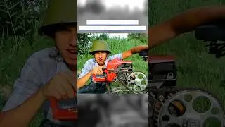 A moped made from a bicycle and a chainsaw 😱